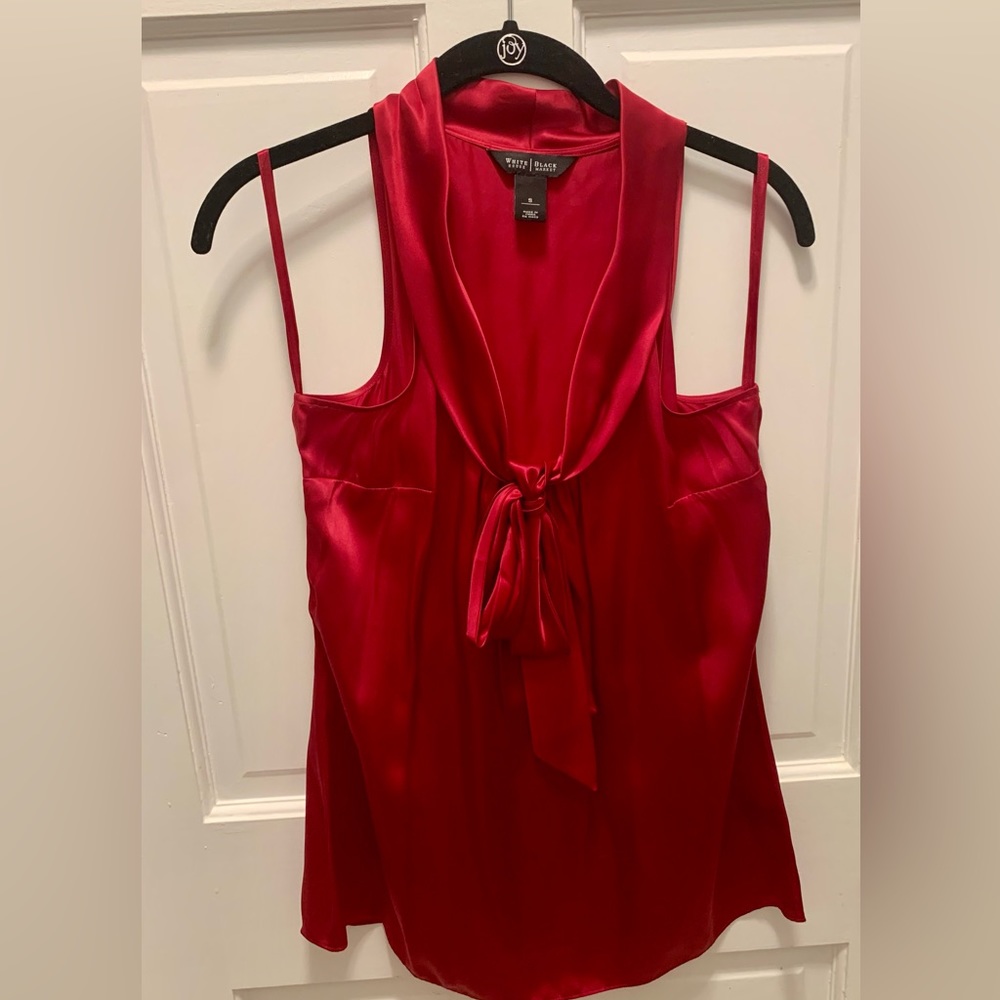 White House Black Market Silk Crimson Top